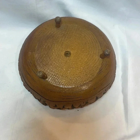 Vintage Wood Tree Bark Nut Bowl with Legs - Picture 4 of 4